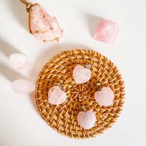 Colgante corazón de Cuarzo rosa