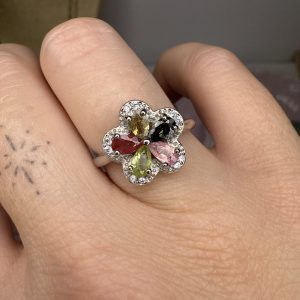 Anillo Turmalina Multicolor Plata 925 (ajustable)